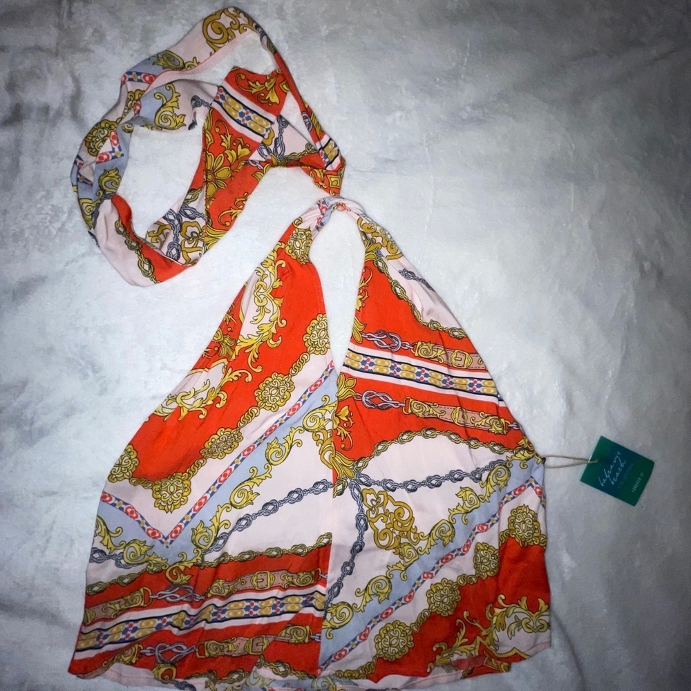 (NWT) Forever 21 - Halter tie top, orange, multi-colored